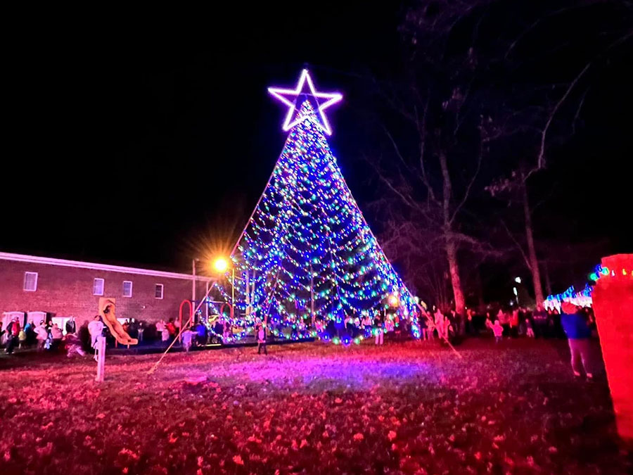a lighted christmas tree